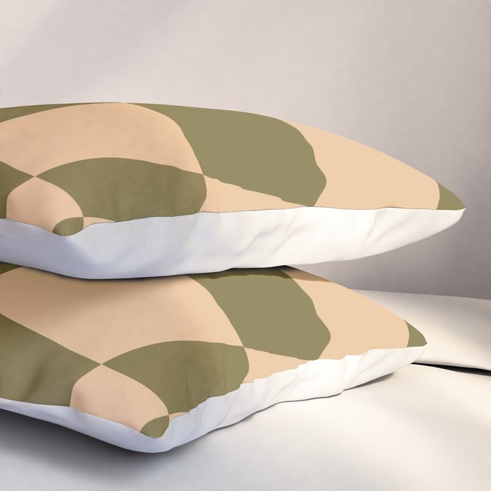 checked wave â peach and olive Pillow Sham Gallery Image 3