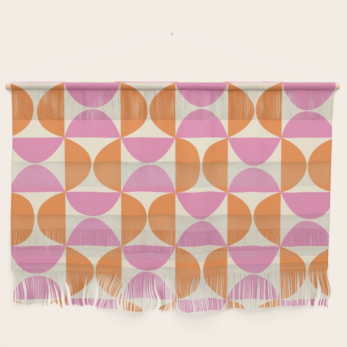 Mid-Century Geometric Shapes in Orange & Pink Wall Hanging Gallery Image 1
