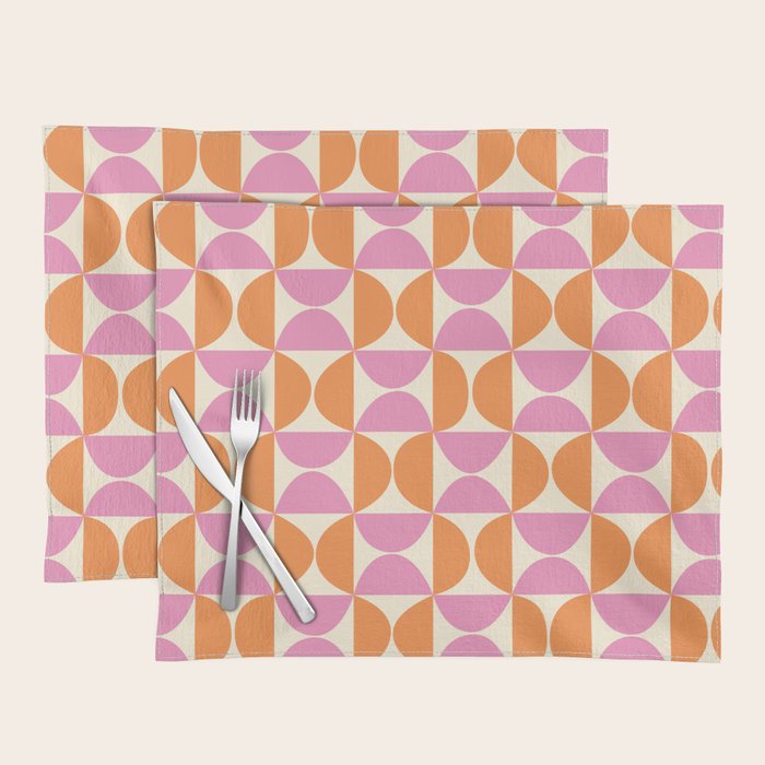 Mid-Century Geometric Shapes in Orange & Pink Placemat Gallery Image 1