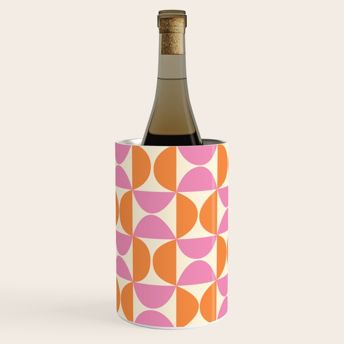 Mid-Century Geometric Shapes in Orange & Pink Wine Chiller Gallery Image 2
