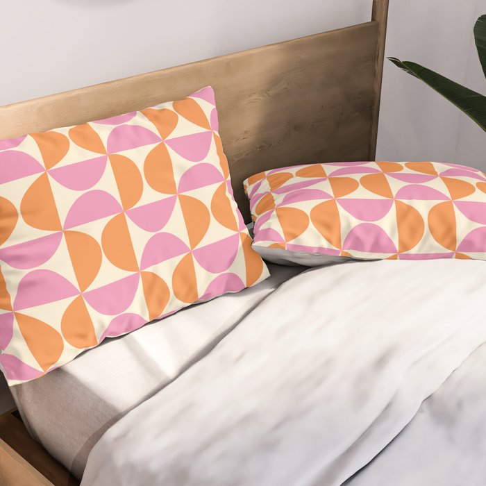 Mid-Century Geometric Shapes in Orange & Pink Pillow Sham Gallery Image 2