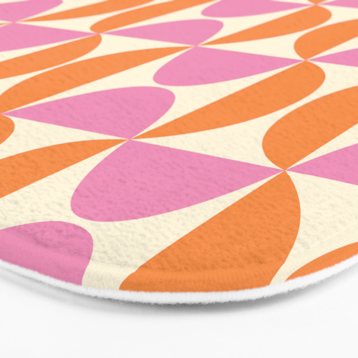 Mid-Century Geometric Shapes in Orange & Pink Bath Mat Gallery Image 3