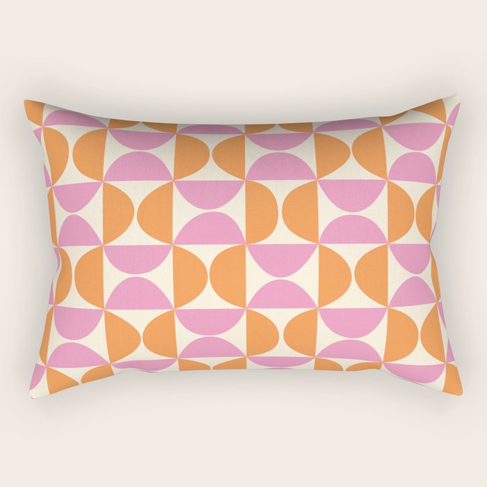 Mid-Century Geometric Shapes in Orange & Pink Rectangular Pillow Gallery Image 1