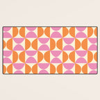 Mid-Century Geometric Shapes in Orange & Pink Desk Mat Gallery Image 3