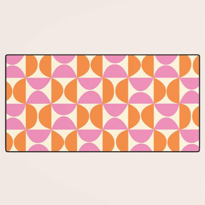 Mid-Century Geometric Shapes in Orange & Pink Desk Mat Gallery Image 3
