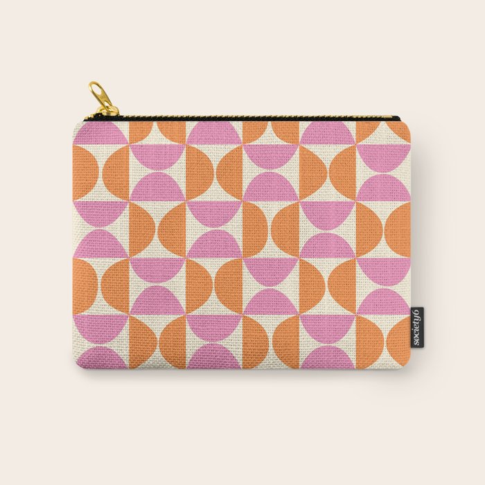Mid-Century Geometric Shapes in Orange & Pink Carry All Pouch Gallery Image 1