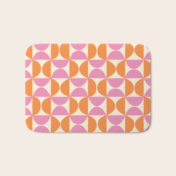 Mid-Century Geometric Shapes in Orange & Pink Bath Mat Gallery Image 1