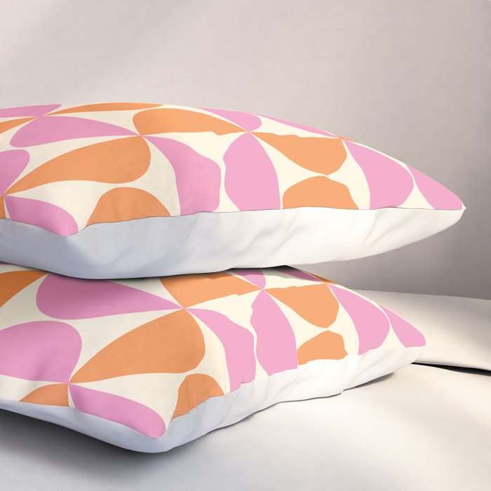 Mid-Century Geometric Shapes in Orange & Pink Pillow Sham Gallery Image 3