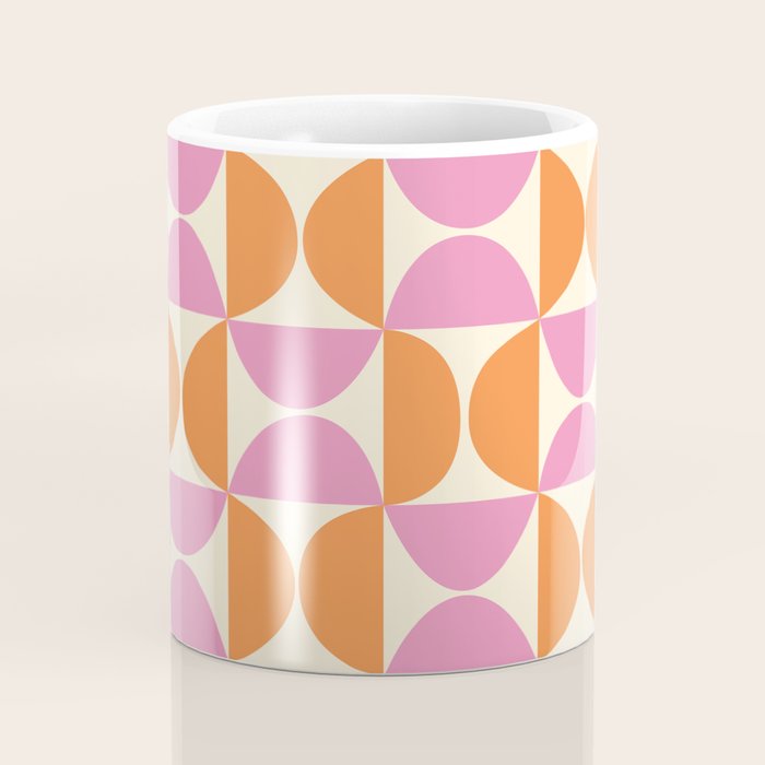 Mid-Century Geometric Shapes in Orange & Pink Coffee Mug Gallery Image 4