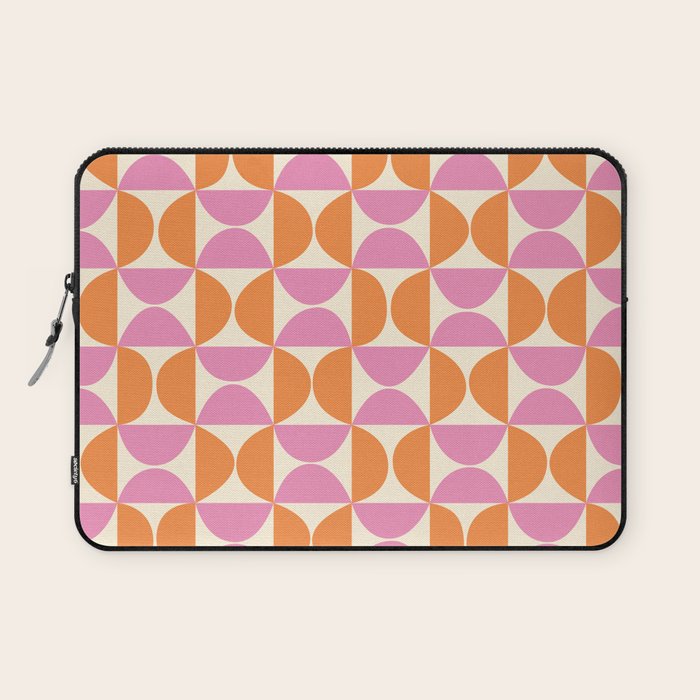 Mid-Century Geometric Shapes in Orange & Pink Laptop Sleeve Gallery Image 1