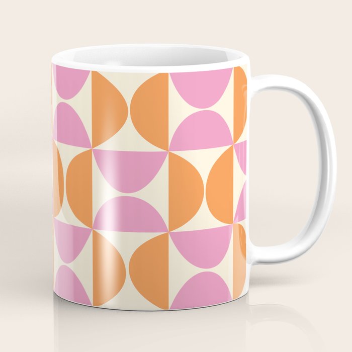 Mid-Century Geometric Shapes in Orange & Pink Coffee Mug Gallery Image 1