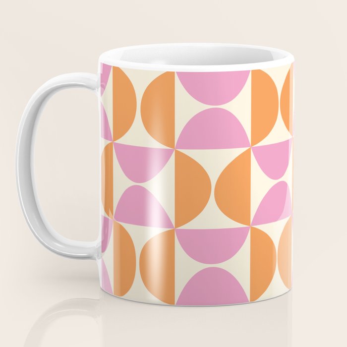 Mid-Century Geometric Shapes in Orange & Pink Coffee Mug Gallery Image 3