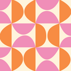 Mid-Century Geometric Shapes in Orange & Pink Coffee Mug Gallery Image 2