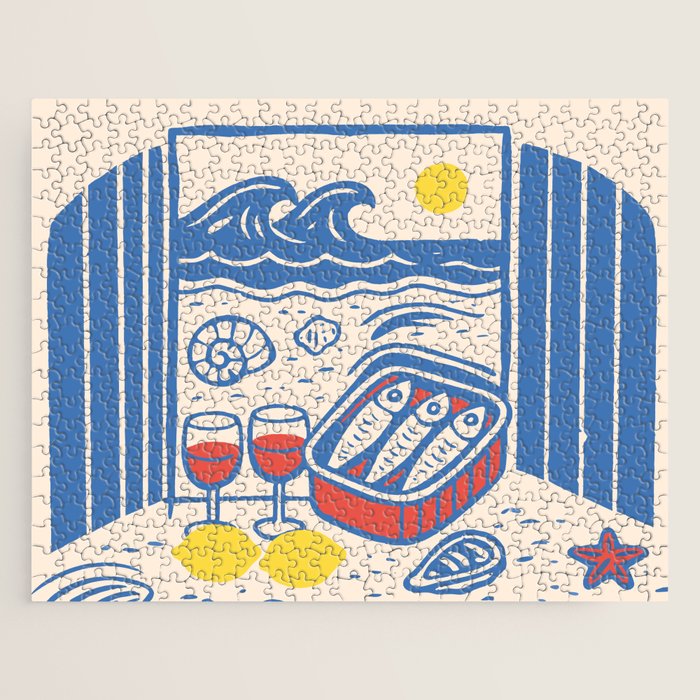 Sardines, Lemons and Wine at the Beach Jigsaw Puzzle Gallery Image 1