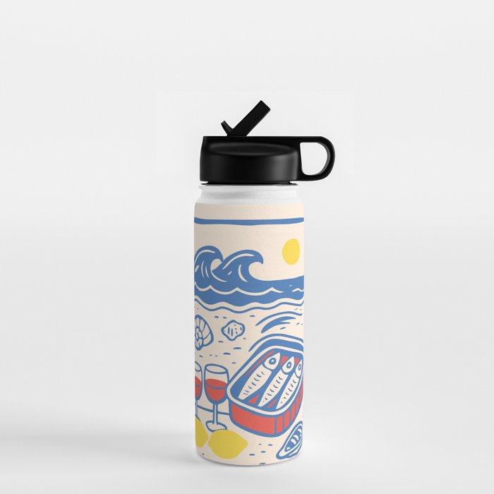 Sardines, Lemons and Wine at the Beach Water Bottle Gallery Image 1