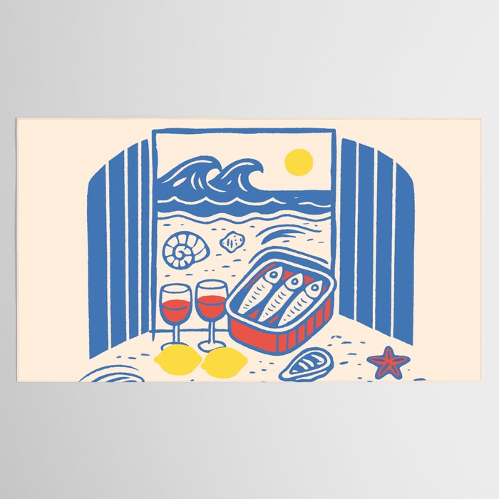 Sardines, Lemons and Wine at the Beach Tablecloth Gallery Image 2