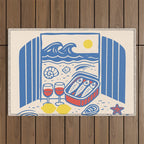 Sardines, Lemons and Wine at the Beach Outdoor Rug Gallery Image 1