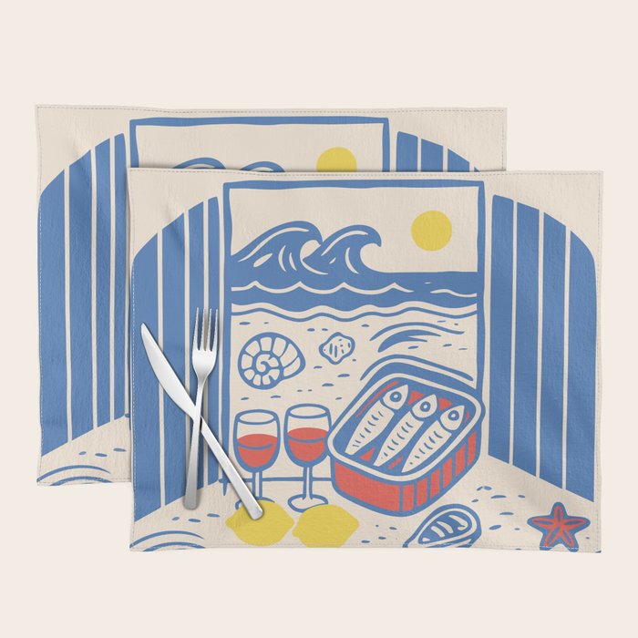 Sardines, Lemons and Wine at the Beach Placemat Gallery Image 1