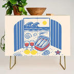 Sardines, Lemons and Wine at the Beach Credenza Gallery Image 1