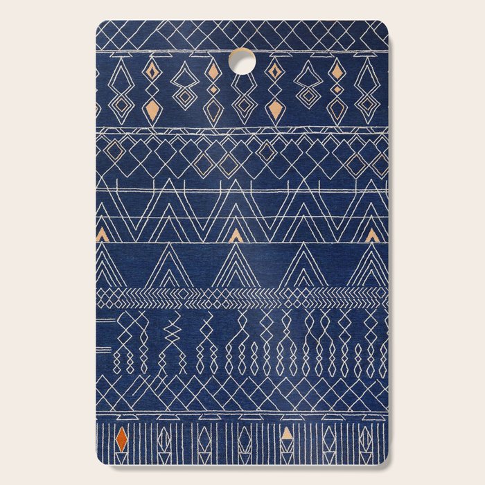 Blue Indigo Jeans Color, Bohemian Oriental Traditional Moroccan Fabric Style Cutting Board Gallery Image 1