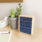 Blue Indigo Jeans Color, Bohemian Oriental Traditional Moroccan Fabric Style Mini Art Print Gallery Image 2