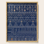 Blue Indigo Jeans Color, Bohemian Oriental Traditional Moroccan Fabric Style Serving Tray Gallery Image 1