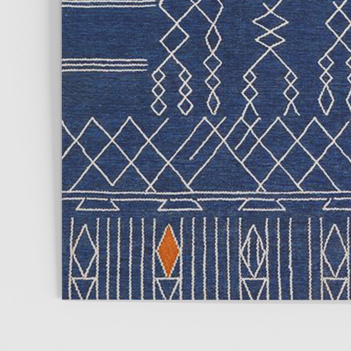 Blue Indigo Jeans Color, Bohemian Oriental Traditional Moroccan Fabric Style Poster Gallery Image 3