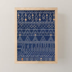 Blue Indigo Jeans Color, Bohemian Oriental Traditional Moroccan Fabric Style Mini Art Print Gallery Image 1
