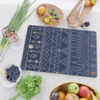 Blue Indigo Jeans Color, Bohemian Oriental Traditional Moroccan Fabric Style Cutting Board Gallery Image 2