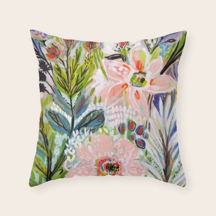 Bohemian Flower Garden Throw Pillow Gallery Image 1