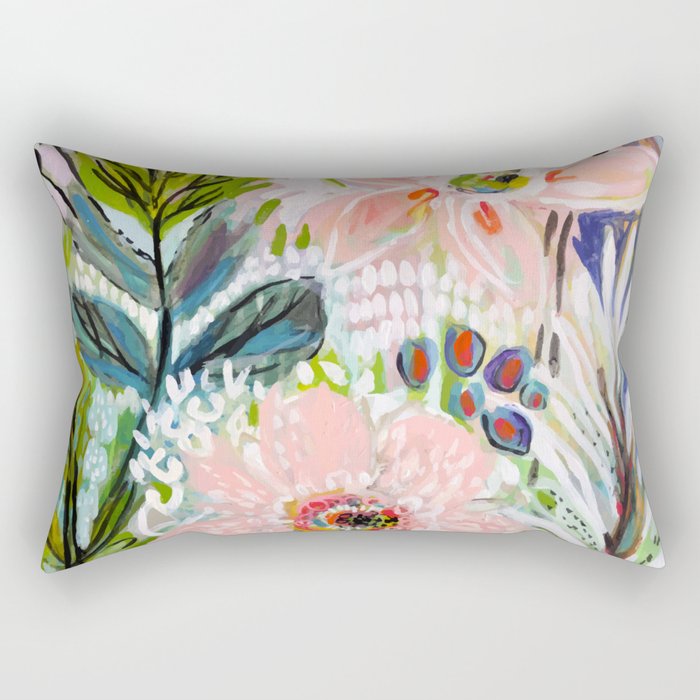 Bohemian Flower Garden Rectangular Pillow