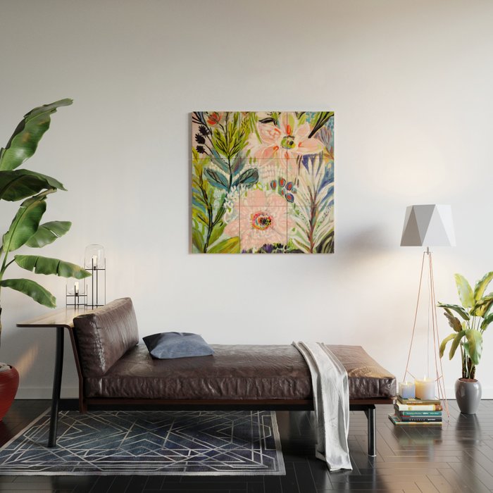 Bohemian Flower Garden Wood Wall Art Gallery Image 2