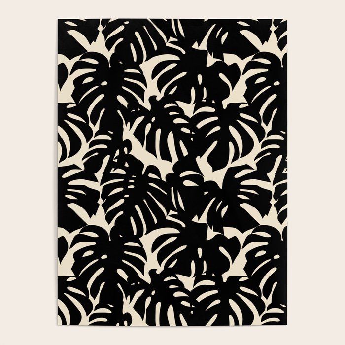 Tropical monstera plant leaf art pattern Poster Gallery Image 4