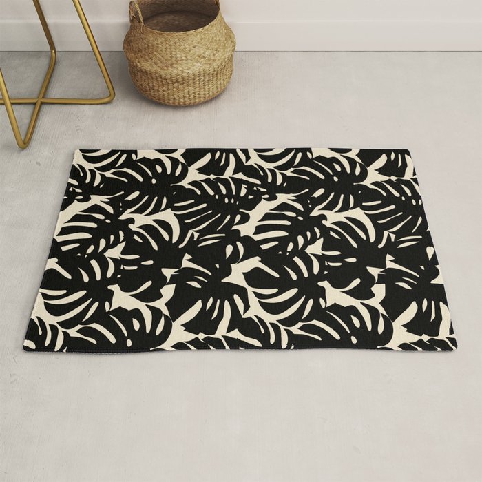 Tropical monstera plant leaf art pattern Rug Gallery Image 1