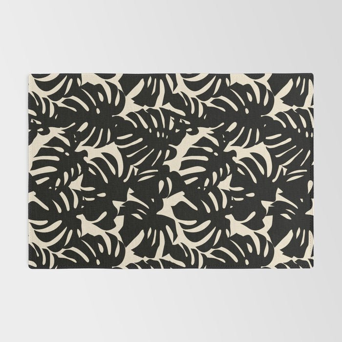 Tropical monstera plant leaf art pattern Rug Gallery Image 2