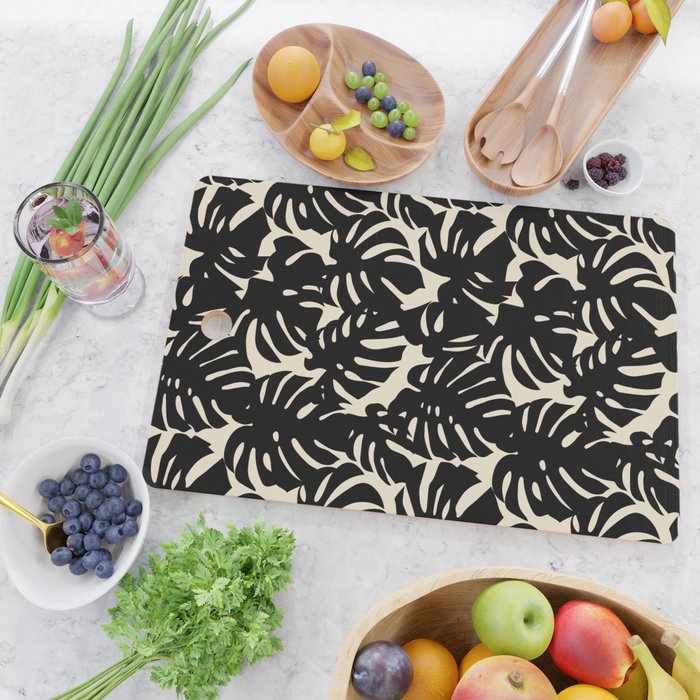 Tropical monstera plant leaf art pattern Cutting Board Gallery Image 2
