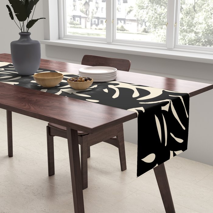 Tropical monstera plant leaf art pattern Table Runner Gallery Image 2
