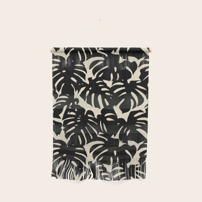 Tropical monstera plant leaf art pattern Wall Hanging Gallery Image 1