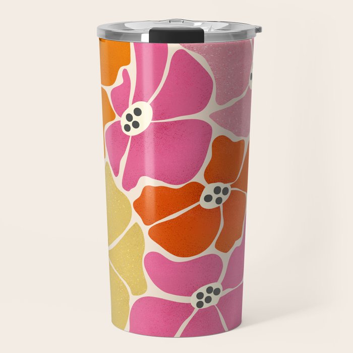 Blooming Retro Florals Travel Mug Gallery Image 1