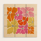Blooming Retro Florals Wood Wall Art Gallery Image 1