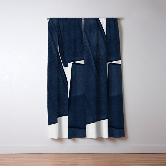 Minimalist Painting Blue III, Mid Century Modern Window Curtain Gallery Image 3