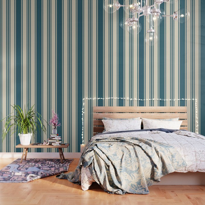 Vintage stripes wallpaper design dark teal pattern Wallpaper Gallery Image 3