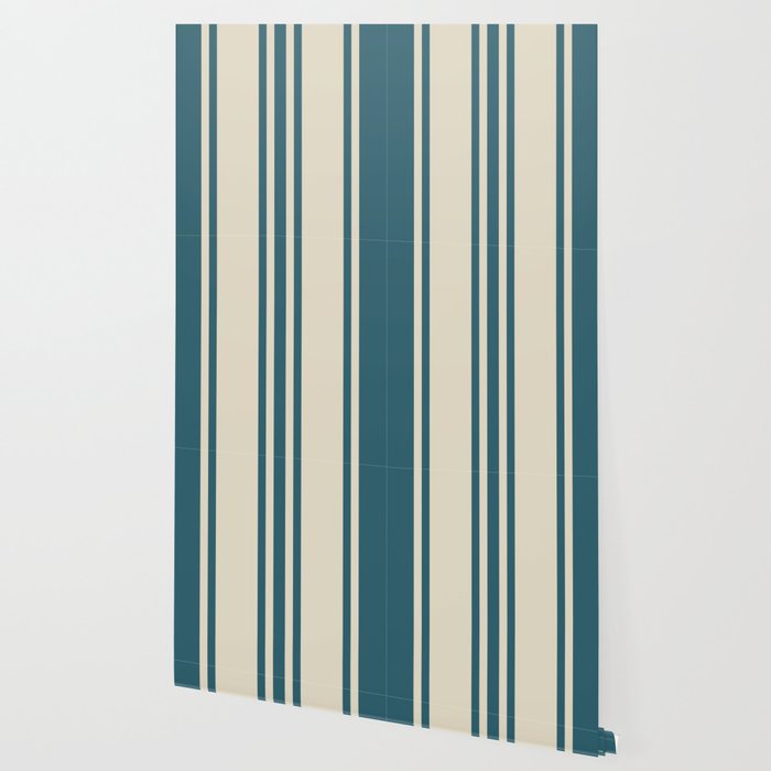Vintage stripes wallpaper design dark teal pattern Wallpaper Gallery Image 2
