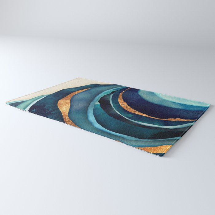 Abstract Blue with Gold Rug Gallery Image 3