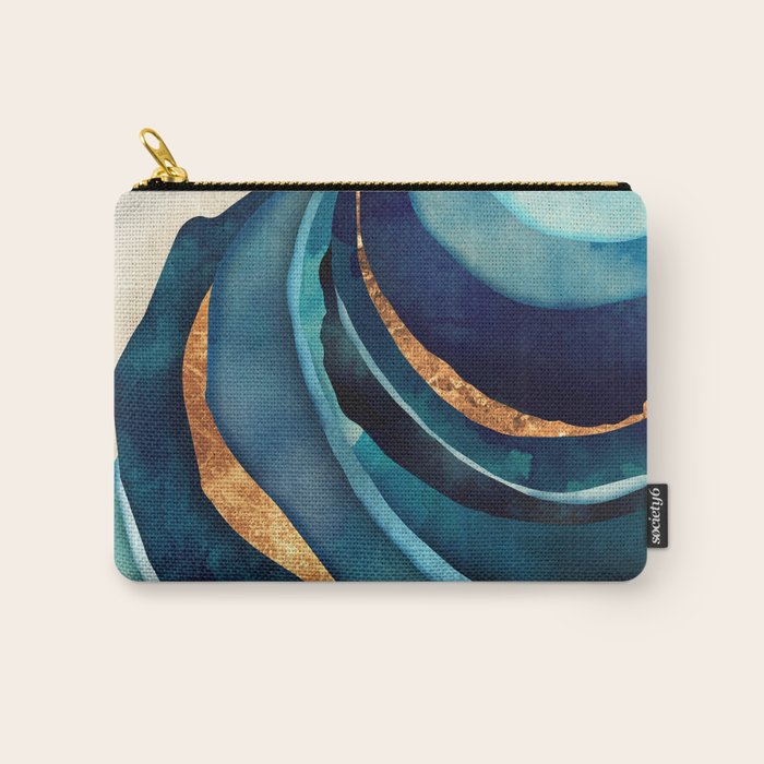 Abstract Blue with Gold Carry All Pouch Gallery Image 1