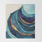 Abstract Blue with Gold Throw Blanket Gallery Image 2