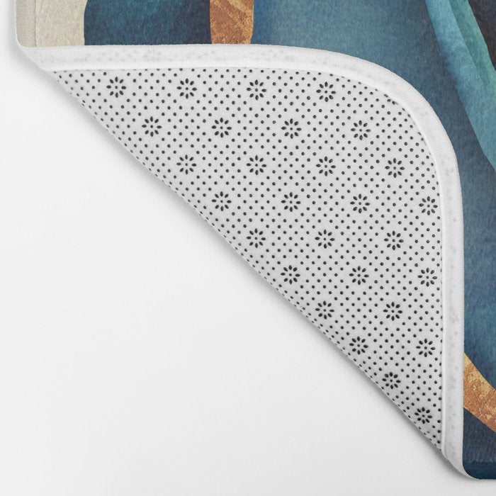Abstract Blue with Gold Bath Mat Gallery Image 2
