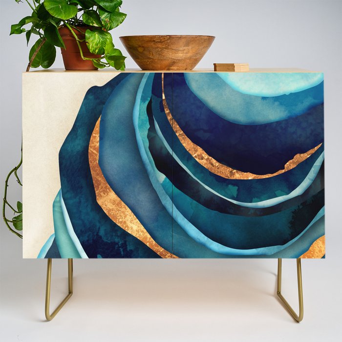 Abstract Blue with Gold Credenza Gallery Image 1