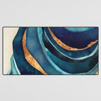 Abstract Blue with Gold Desk Mat Gallery Image 3