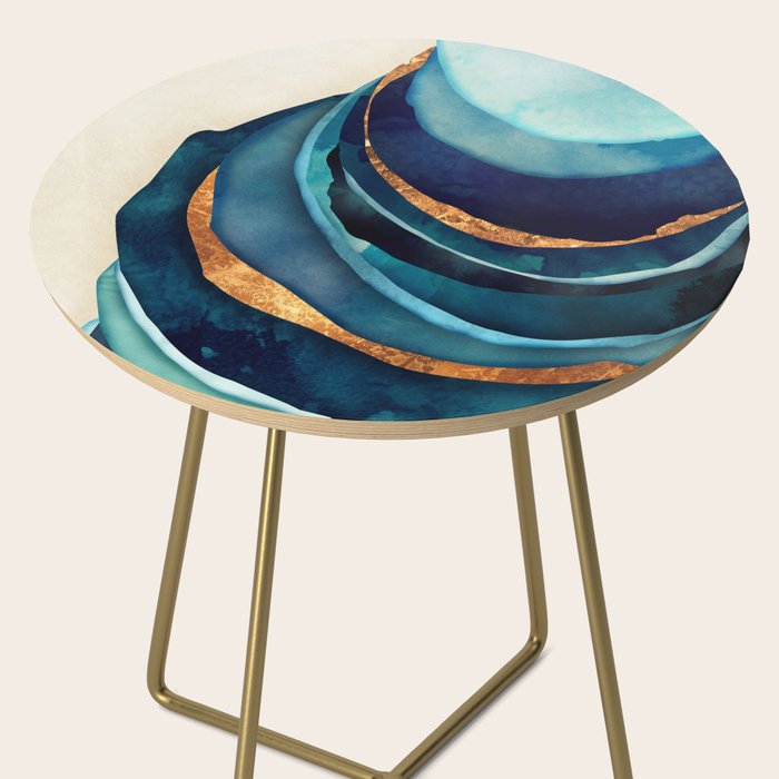 Abstract Blue with Gold Side Table Gallery Image 2